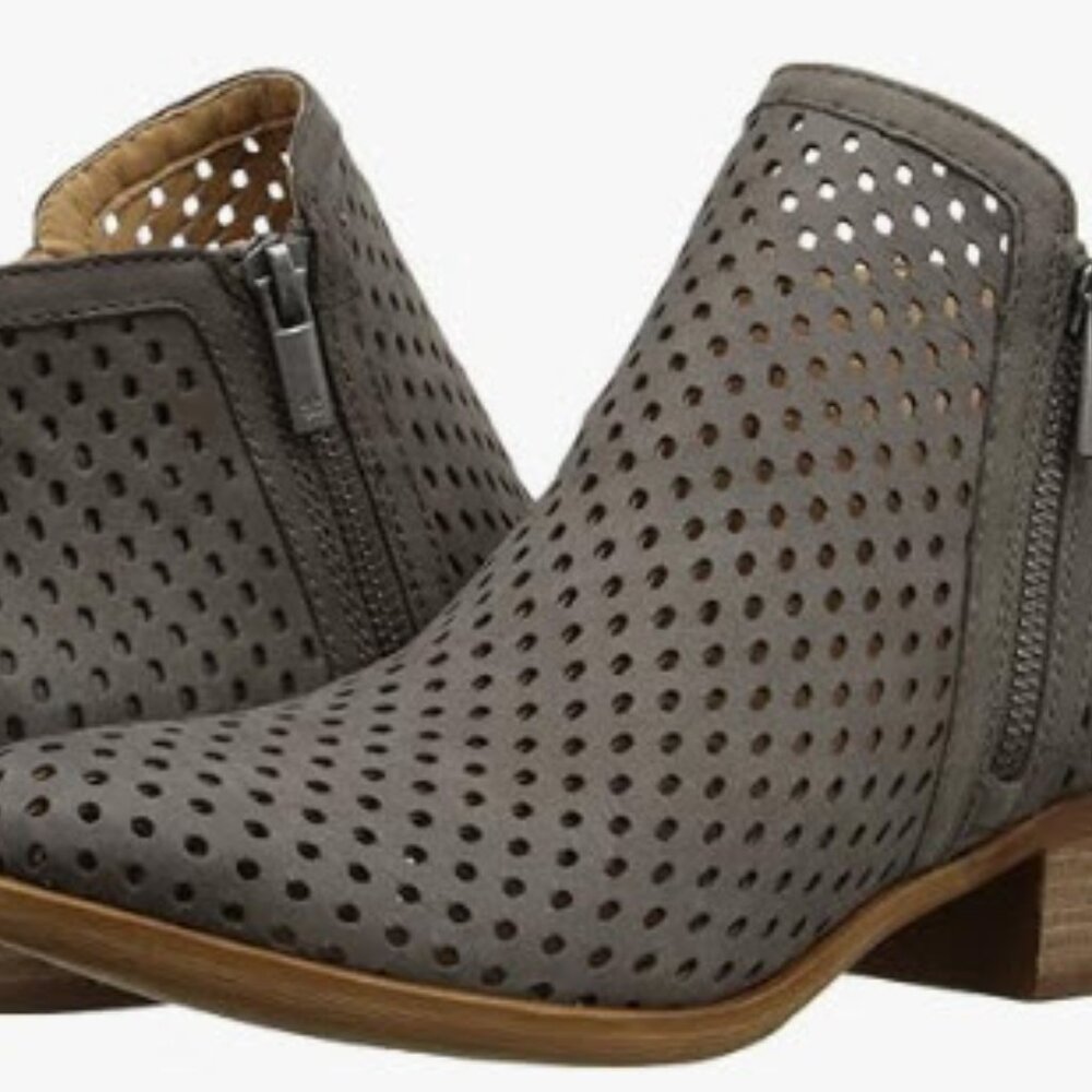 Lucky Brand Basels Perforated Leather Ankle Boot.  Size 10M.  Dark Stone